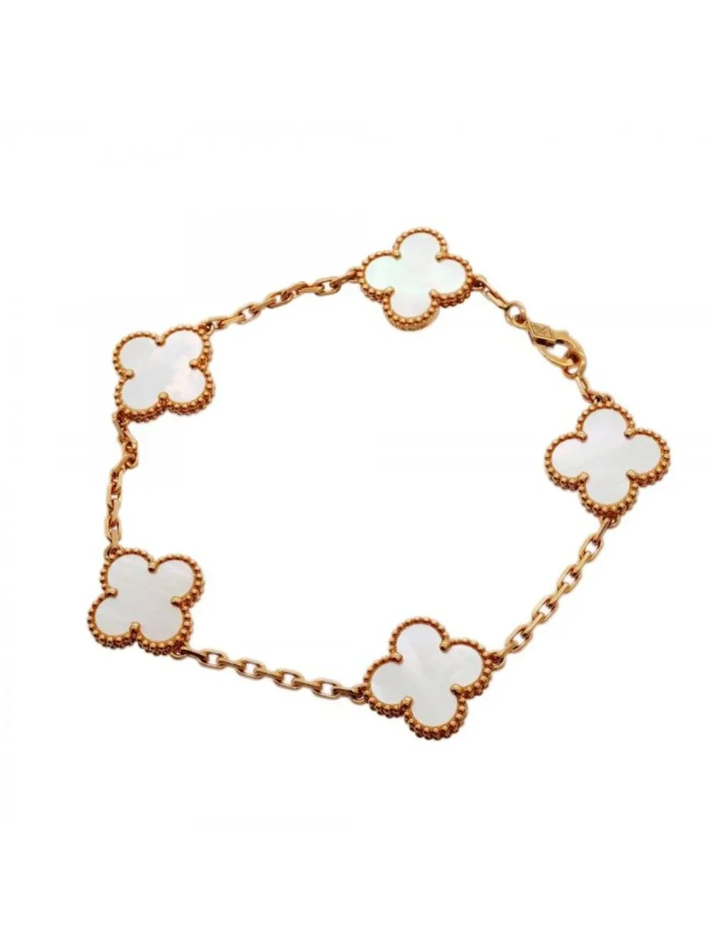 Van Cleef & Arpels Bracelet Vintage Alhambra 5 Motif 18k Yellow Gold Mother of